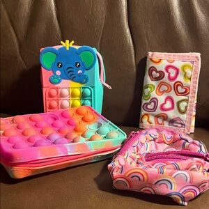 Multi-Color Girls' Pop-It Cosmetic Case Set - Pink, Teal & Rainbow